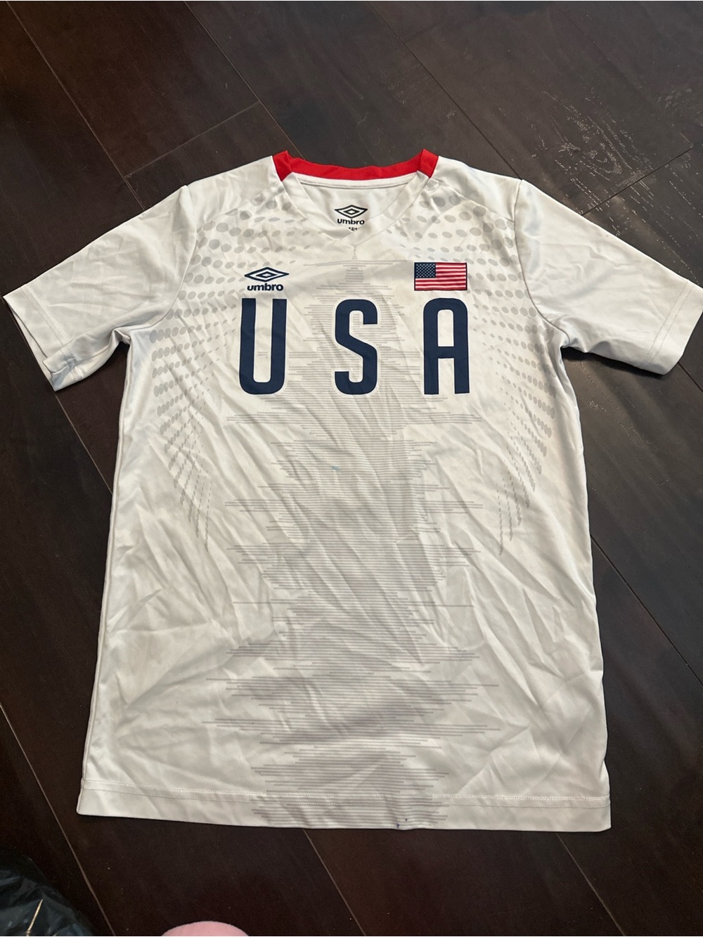 Umbro USA White Soccer Jersey with Navy & Red Accents